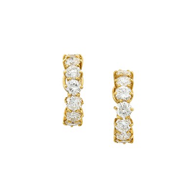 Lot 253 - Pair of Gold and Diamond Hoop Earrings, Van Cleef & Arpels