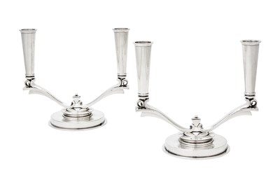 Lot 262 - Pair of Georg Jensen Sterling Silver Pyramid...
