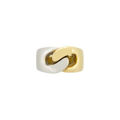Lot 246 - Two-Color Gold Curb Link Ring, Pomellato
