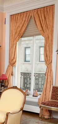 Lot 168 - Two Pairs of Peach Silk Draperies with Tassel...