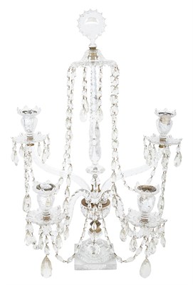 Lot 282 - Pair of George III Cut-Glass Four-Light...