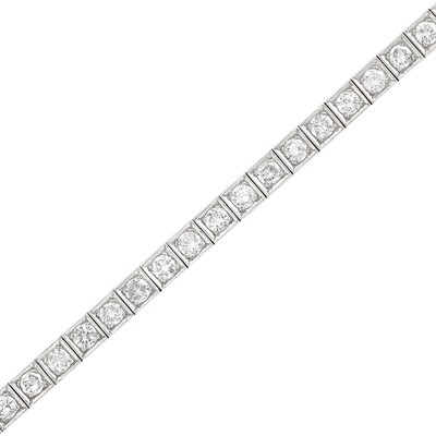 Lot 177 - Platinum and Diamond Straightline Bracelet