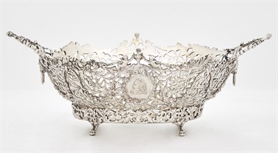 Lot 280 - Dutch Silver Oval Two-Handled Footed Basket...