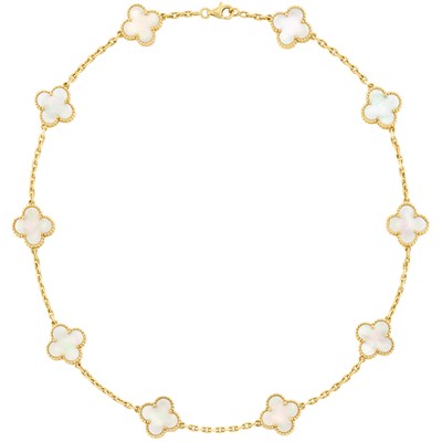 Lot 390 - Gold and Mother-of-Pearl 'Alhambra' Necklace, Van Cleef & Arpels, France