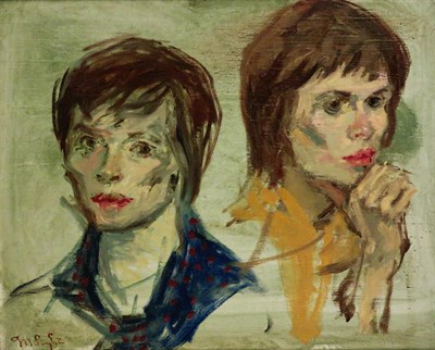 Lot 81 - Moses Soyer American, 1899-1974 Two Girls...