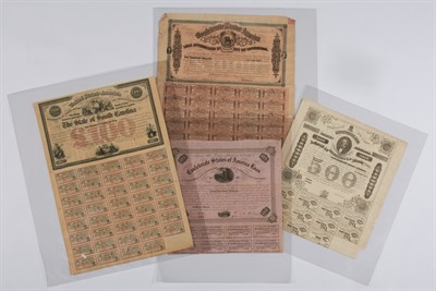 Lot 1129 - Confederate Bonds Group of six Confederate...