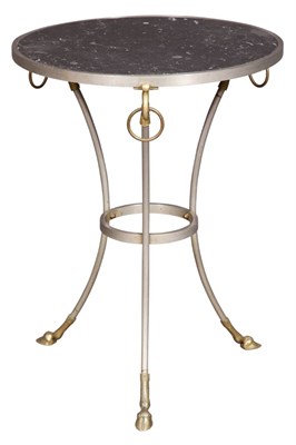 Lot 410 - Louis XVI Style Brass and Steel Marble-Top...