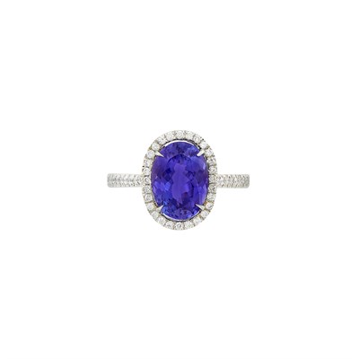 Lot 220 - Platinum, White Gold, Tanzanite and Diamond Ring, Tiffany & Co.