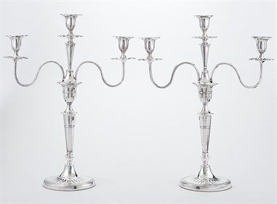 Lot 227 - Pair of Victorian Sterling Silver Candelabra...