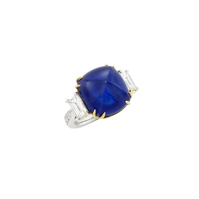 Lot 345 - Platinum, Gold, Sapphire and Diamond Ring
