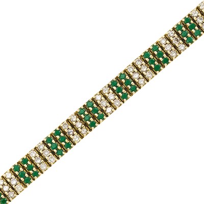 Lot 366 - Gold, Emerald and Diamond Bracelet