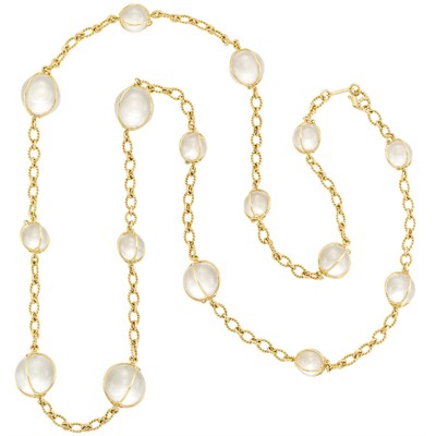 Lot 651 - Long Gold and Rock Crystal Bead 'Bubbles' Chain Necklace, Verdura
