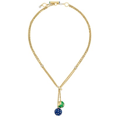 Lot 640 - Gold, Blue and Green Enamel and Diamond 'Night and Day' Necklace, Verdura