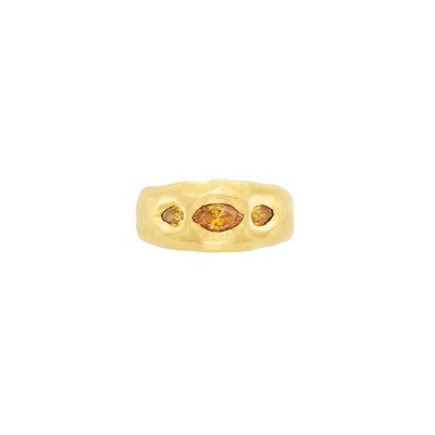 Lot 593 - High Karat Gold and Fancy Colored Diamond Band Ring, Jean Mahie