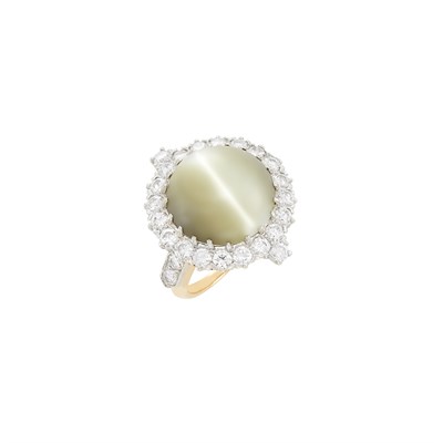 Lot 172 - Gold, Platinum, Cat's Eye Chrysoberyl and Diamond Ring