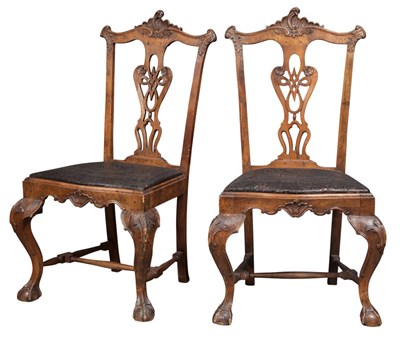 Lot 136 - Pair of Portuguese Rococo Leather Upholstered...