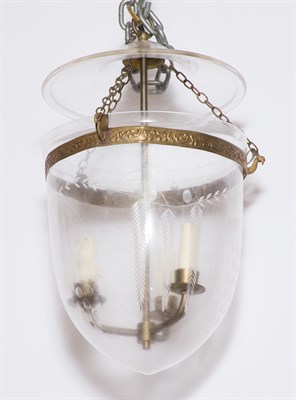 Lot 382 - Georgian Style Etched Glass and Brass Hall...