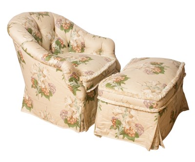 Lot 160 - Upholstered Club Chair and Ottoman