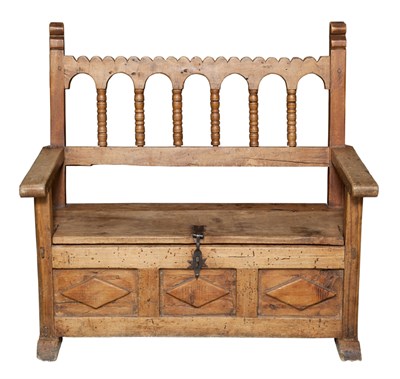 Lot 291 - Continental Provincial Style Walnut Bench with...