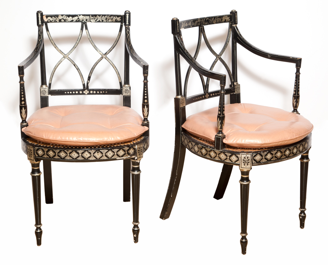 Lot 191 - Pair of Regency Style Painted and Decorated...