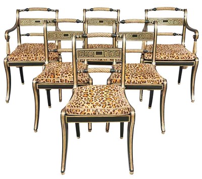 Lot 184 - Set of Six Regency Black-Painted and...