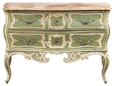 Lot 165 - Italian Rococo Green and White-Painted Commode...