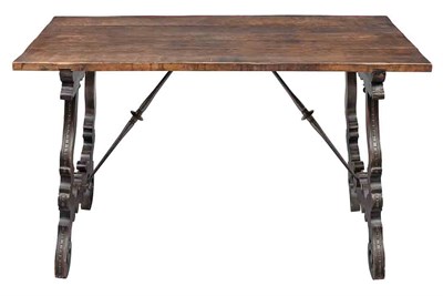 Lot 389 - Spanish Style Walnut Trestle Table The...