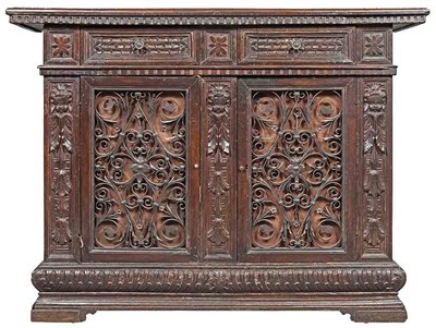 Lot 378 - Italian Renaissance Iron-Mounted Walnut...