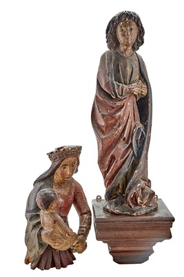 Lot 393 - Continental Painted Wood Figure of a Saint...