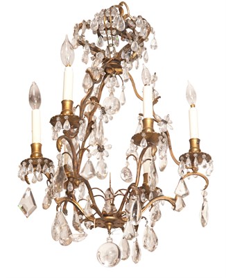 Lot 329 - Louis XV Style Brass and Cut-Glass Four-Light...
