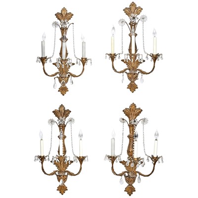 Lot 367 - Set of Four Continental Gilt-Tôle and...