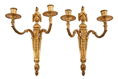 Lot 420 - Pair of Louis XVI Style Gilt-Bronze Two-Light...