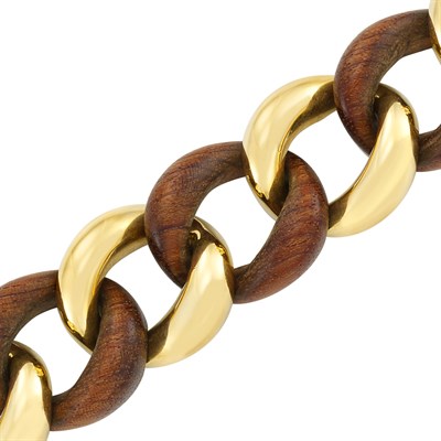 Lot 502 - Gold and Wood Curb Link Bracelet