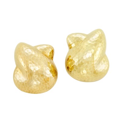 Lot 18 - Pair of Hammered Gold Earclips