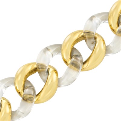 Lot 650 - Gold and Rock Crystal Curb Link Bracelet