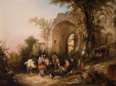 Lot 76 - William Shayer English, 1787-1879 Travelers...