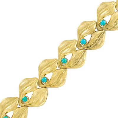 Lot 345 - Gold and Turquoise Bracelet