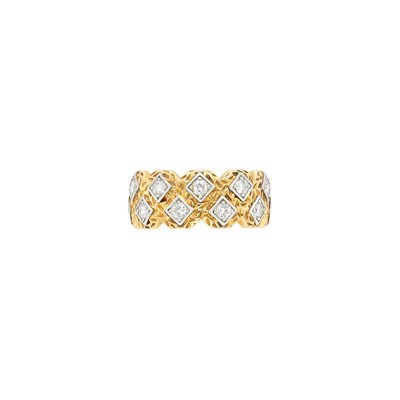 Lot 183 - Gold, Platinum and Diamond Band Ring, Mauboussin, France
