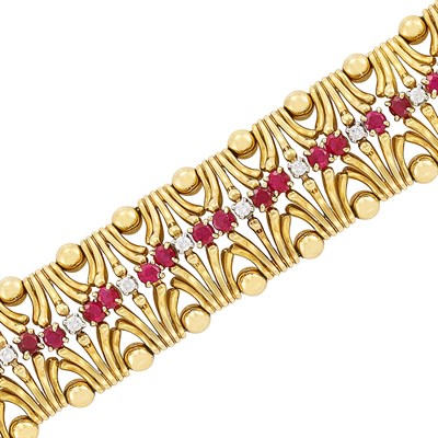 Lot 638 - Gold, Ruby and Diamond Bracelet, Tiffany & Co., Schlumberger