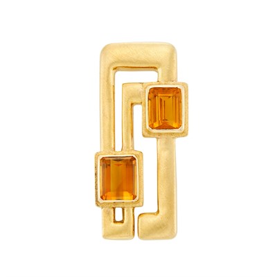 Lot 589 - Gold and Citrine Pendant Clip-Brooch, Burle Marx