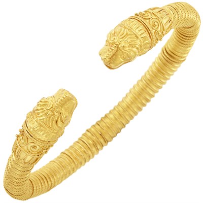Lot 610 - High Karat Gold Animal Head Bangle Bracelet