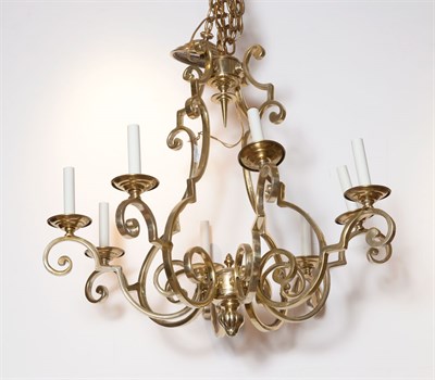 Lot 389 - Georgian Style Brass Eight-Light Chandelier...