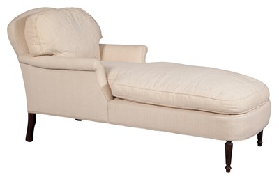 Lot 123 - Louis XVI Style White Linen Upholstered Chaise...