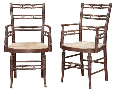Lot 146 - Pair of English Brown-Painted 'Bamboo'-Turned...
