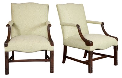 Lot 151 - Pair of George III Style Mahogany Library...