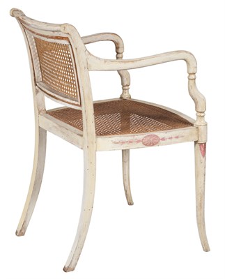 Lot 398 - Regency Style White Painted Armchair...