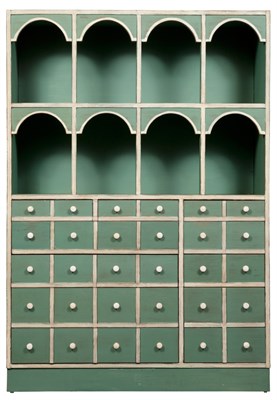 Lot 176 - Green and White Painted Wood Apothecary...