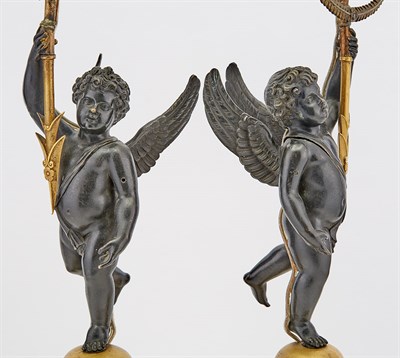 Lot 420 - Pair of Restauration Gilt-and Patinated-Bronze...