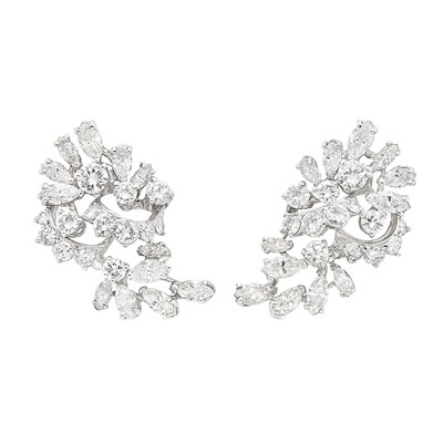 Lot 285 - Pair of Platinum and Diamond Earclips