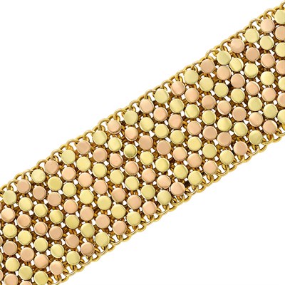 Lot 567 - Wide Reversible Two-Color Gold Bracelet